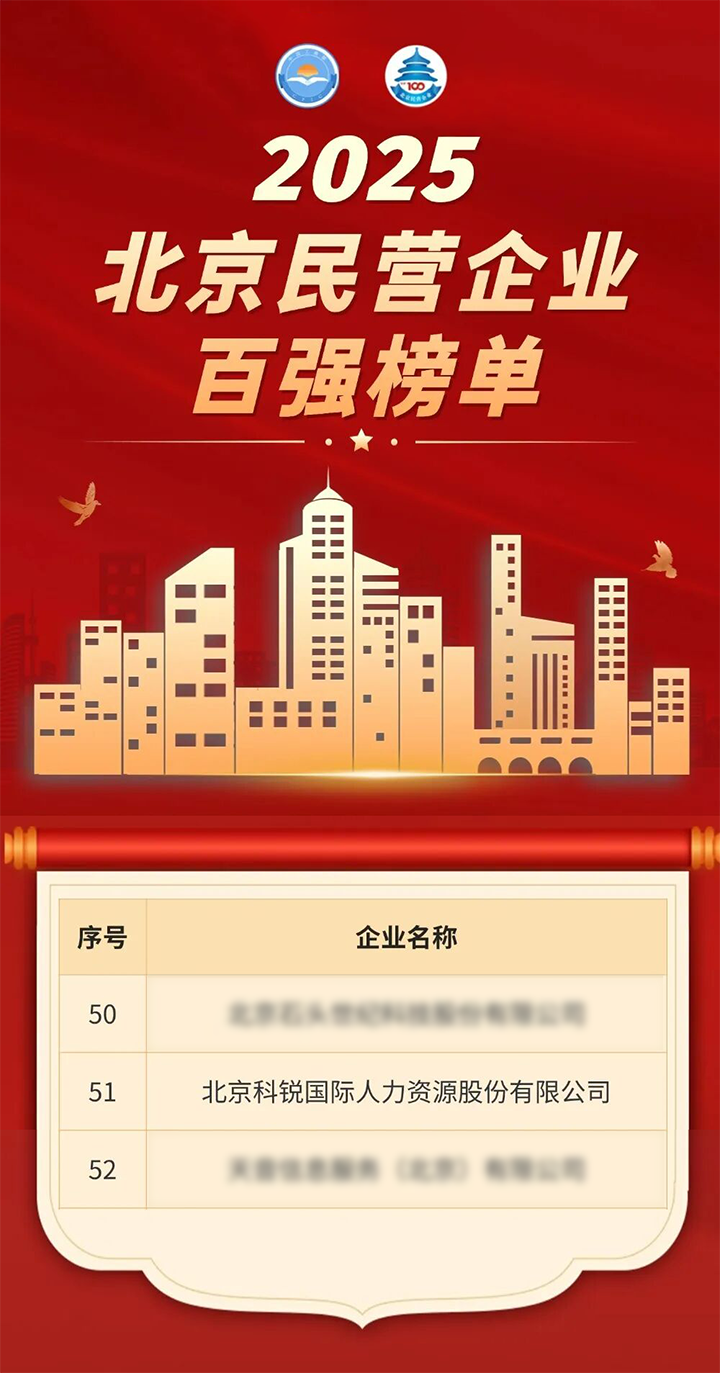 人力资源公司Ezpay(中国)国际荣登北京市工商联发布的2025北京民营企业百强榜单